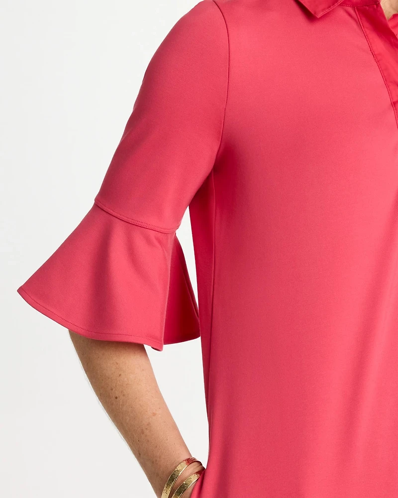 Knit Flounce Sleeve Dress