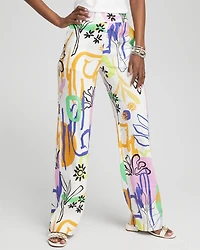 Linen Blend Surreal Print Pants