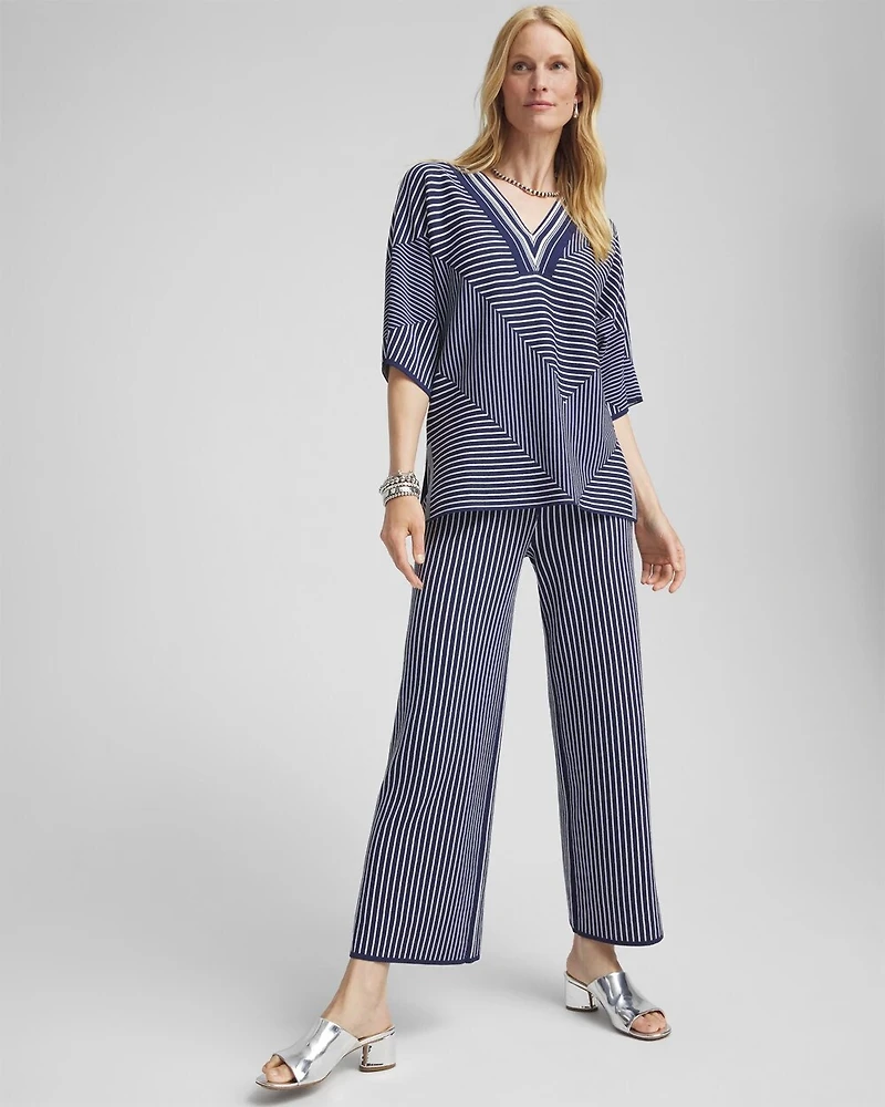 Stripe Wide Leg Sweater Cropped Pants