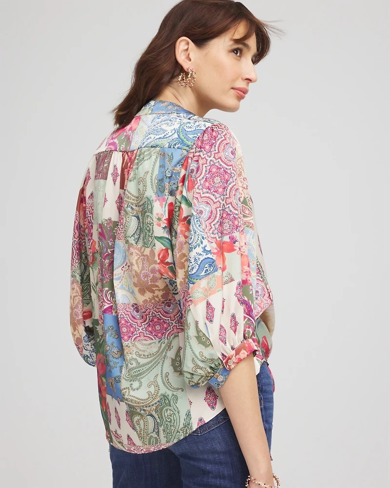 Satin Tie-Front Blouse