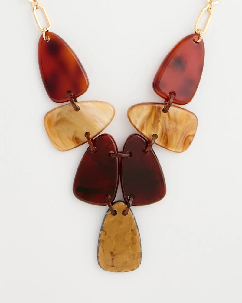 Orange Neutral Resin Bib Necklace