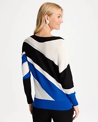Intarsia Bateau Dolman Pullover Sweater