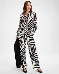 Georgette Zebra Print Collared Shirt