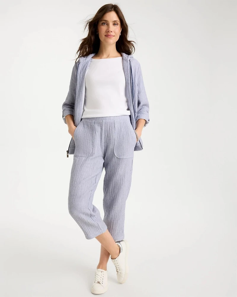 Zenergy® Striped Gauze Cropped Pants
