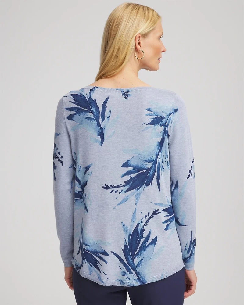 Ella Painterly Ribbed-Bateau Pullover Sweater