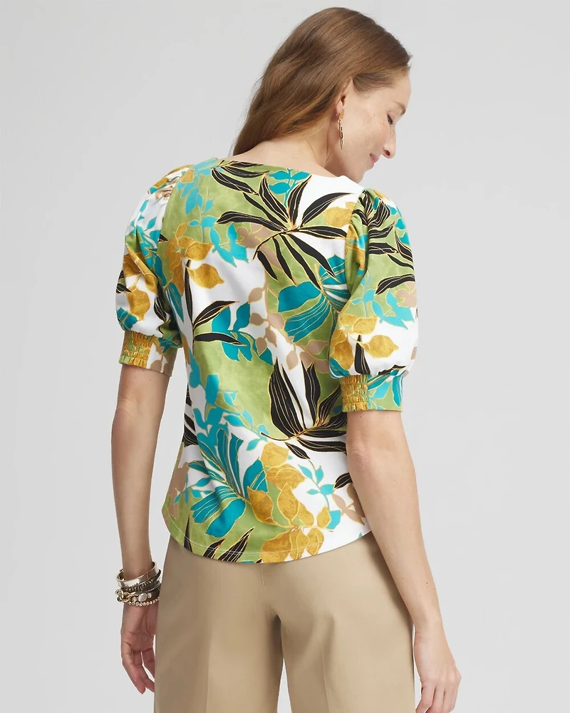 Palm Print Square Neck Top