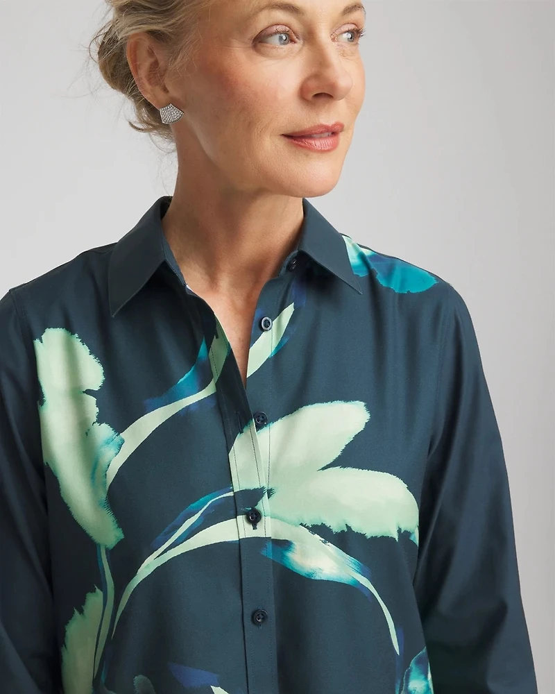 No Iron™ Glacial Flora Sateen Shirt