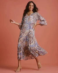 Foiled Woven Pleated Dress