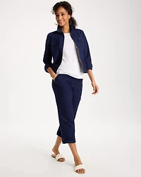 Poplin Cropped Roll Tab Pants