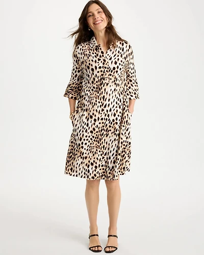 Ponte Knit Flounce Sleeve Dress