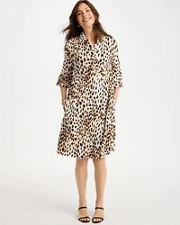 Ponte Knit Flounce Sleeve Dress