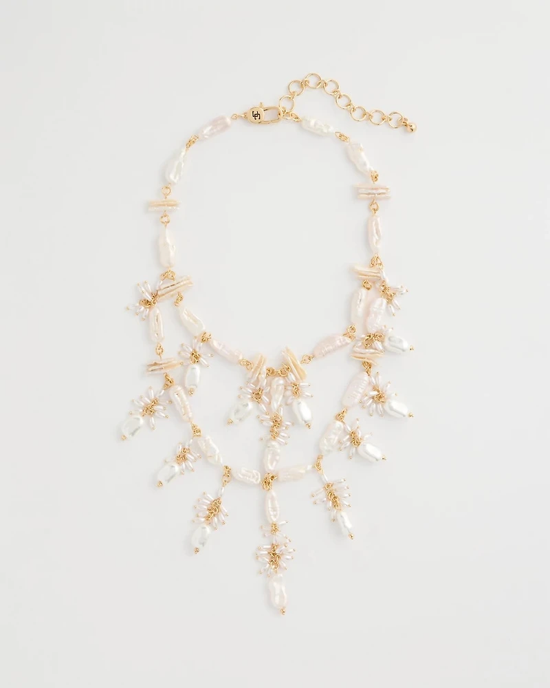 Chico's Originals Pearl Cluster Bib Necklace