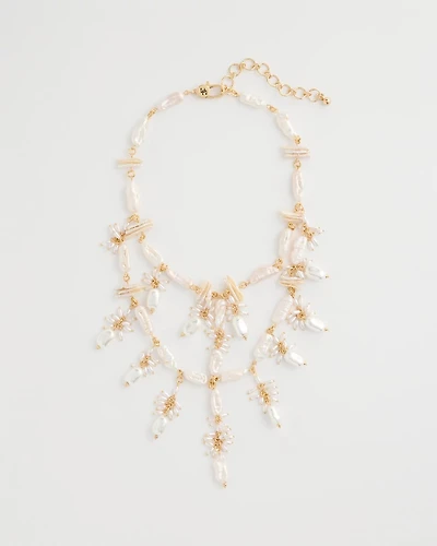 Chico's Originals Pearl Cluster Bib Necklace