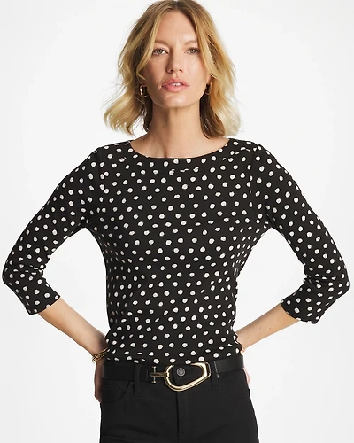 Polka Dot Pima 3/4 Sleeve Tee