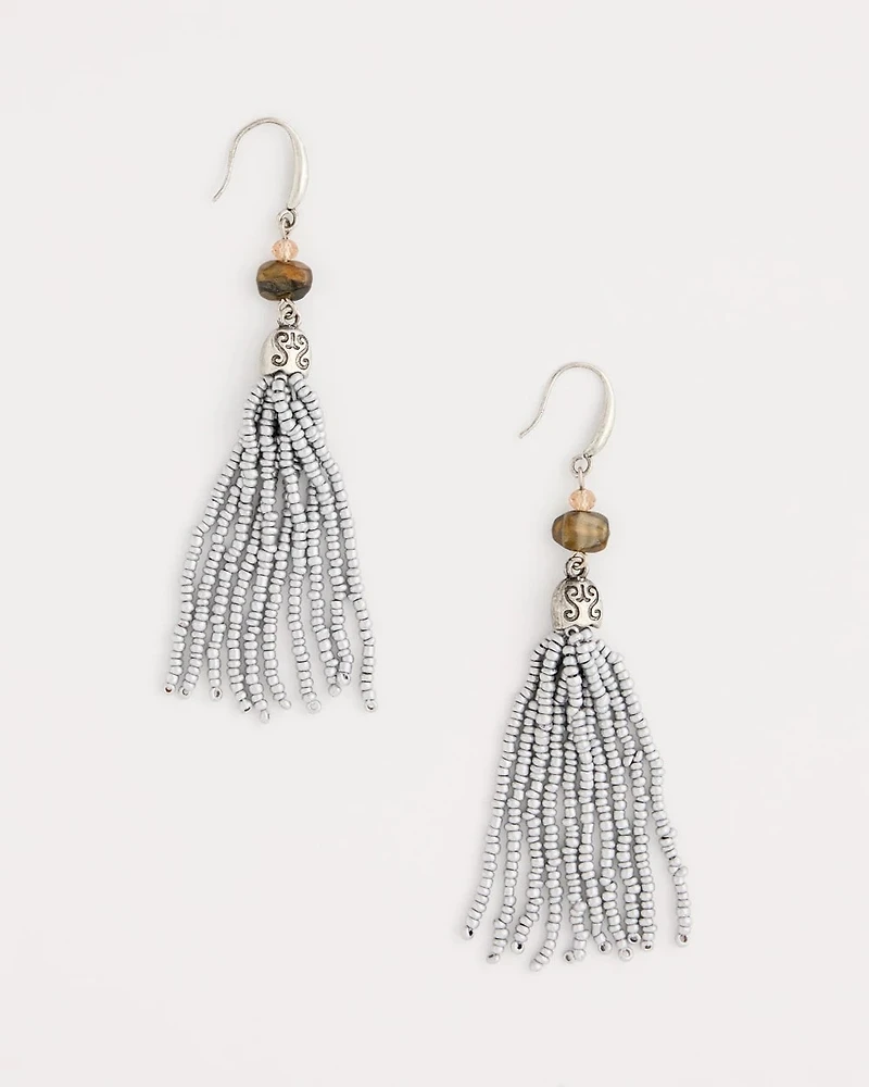 Neutral Beaded Linear Earrings