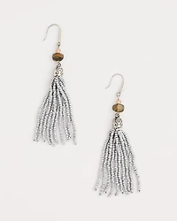 Neutral Beaded Linear Earrings