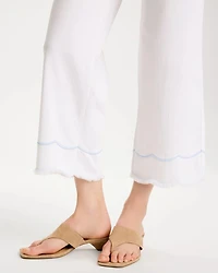 Pull-On Wide-Leg White Crop Jeans