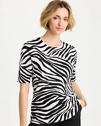 Ella Zebra Crewneck Pullover Sweater