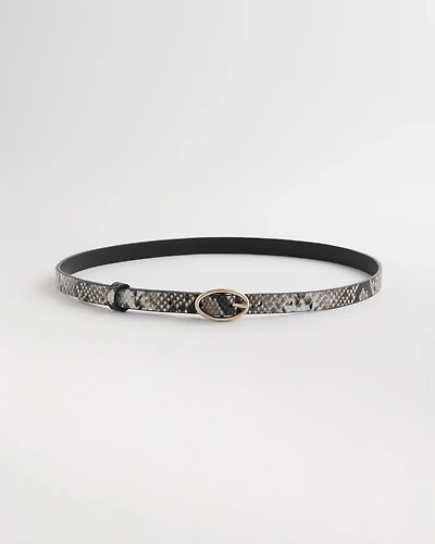 Skinny Leather Python Belt