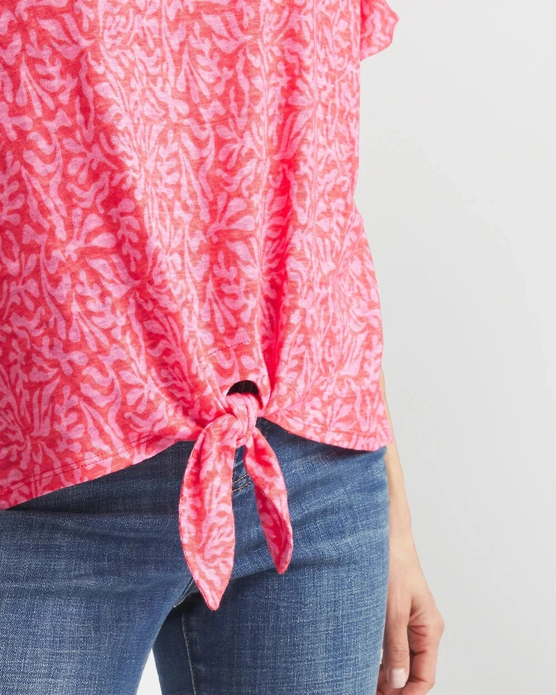 Linen Reef Tie Front Tee