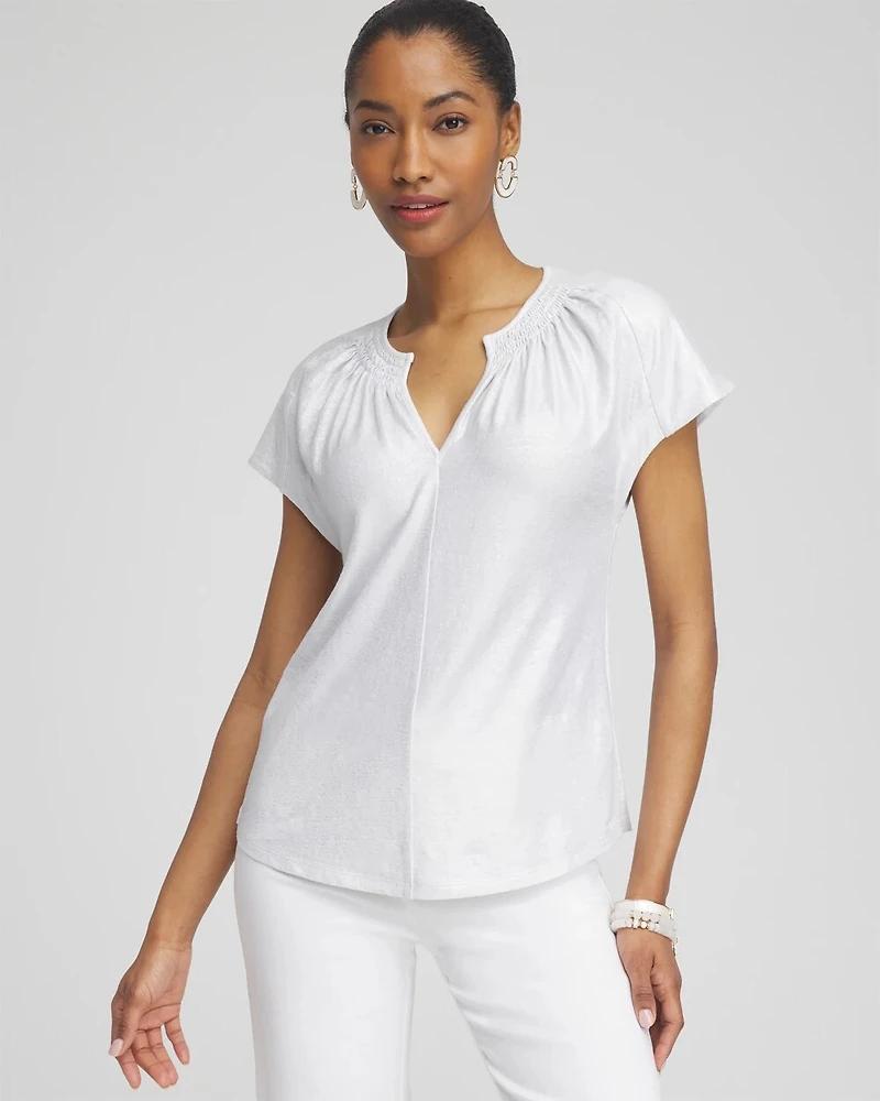 Linen Stretch Metallic Tee