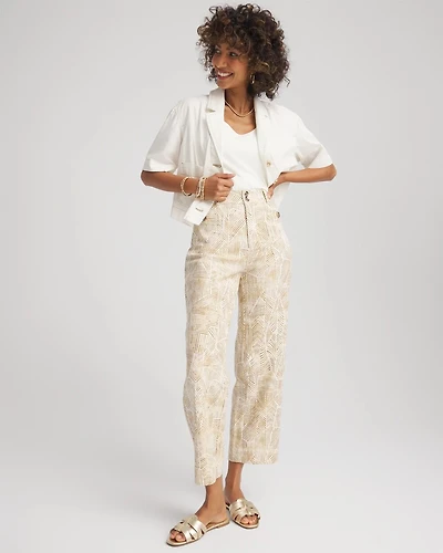 Printed Cropped Straight-Leg Pants