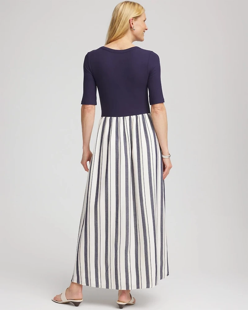 Mixed Metallic Striped Maxi Dress