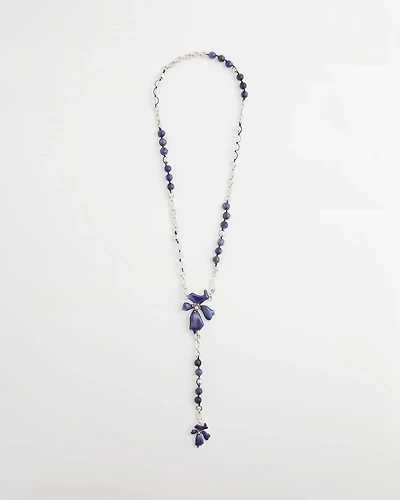 Blue Flower Long Y-Necklace