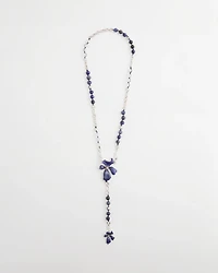 Blue Flower Long Y-Necklace
