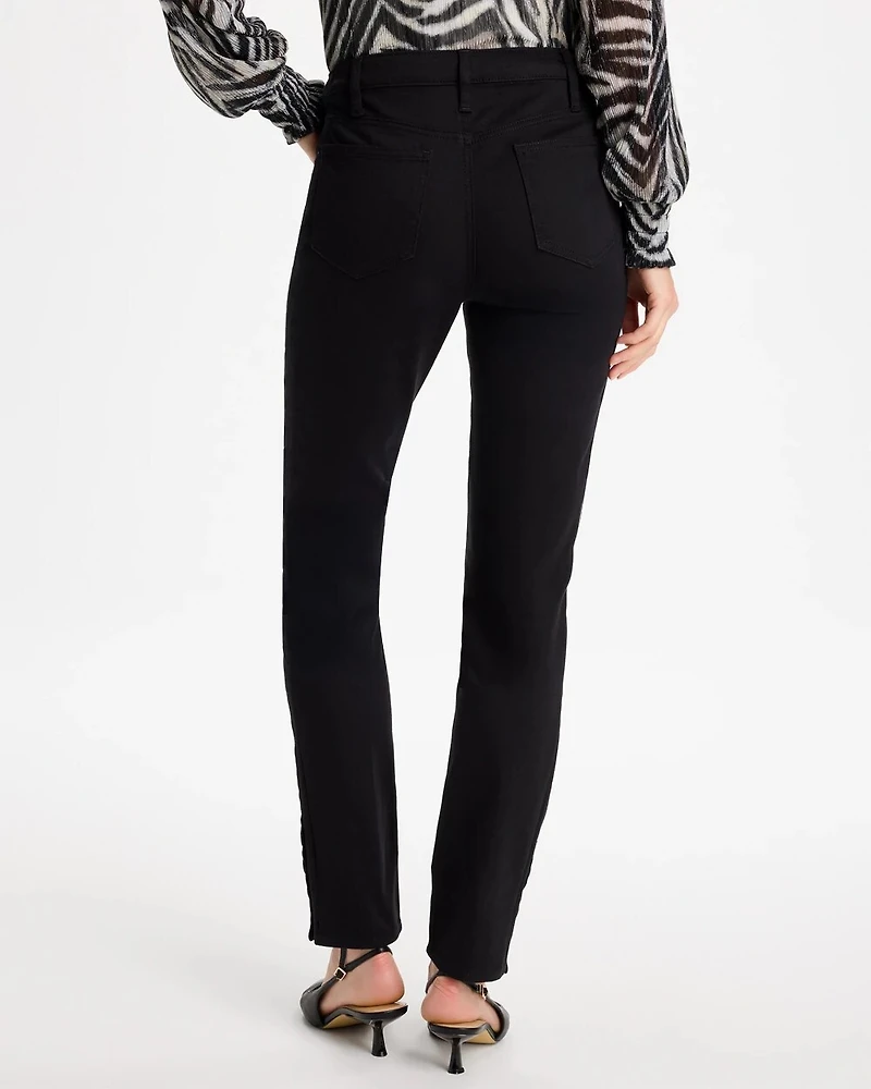 Girlfriend Slim Faux Leather Hem Ankle Jeans