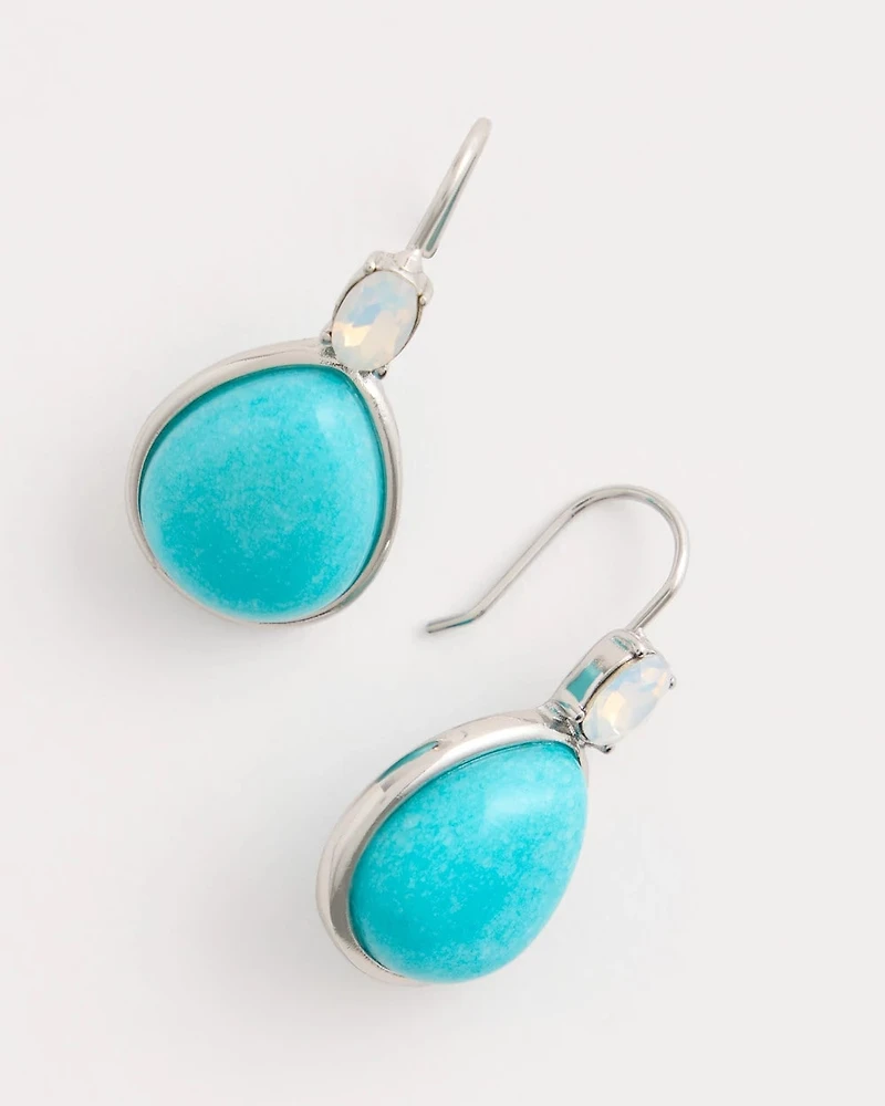 Genuine Jade Teal Teardrop Earrings
