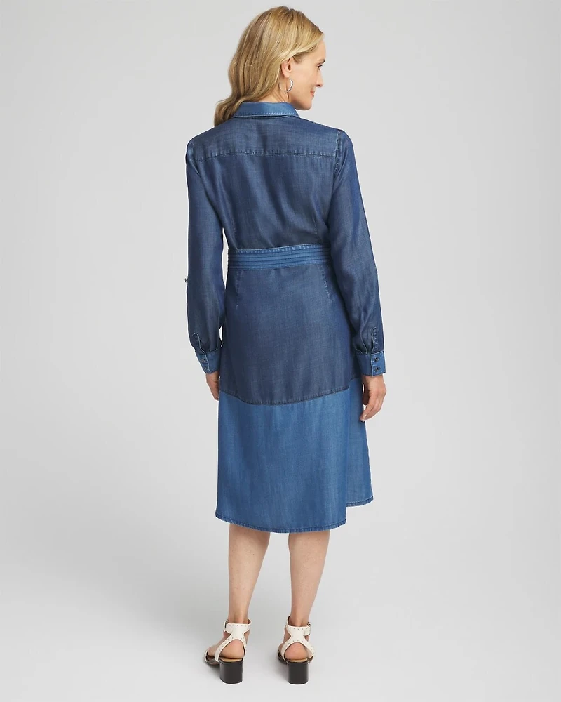 Colorblock Chambray Dress