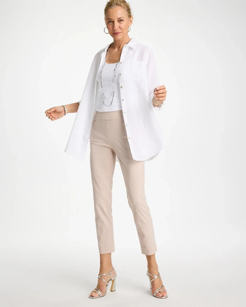 Brigitte™ Slim Twill Stripe Neutral Crop