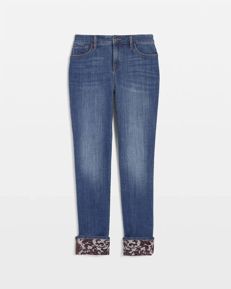 So Slimming® Girlfriend Sequin Cuff Ankle Jeans