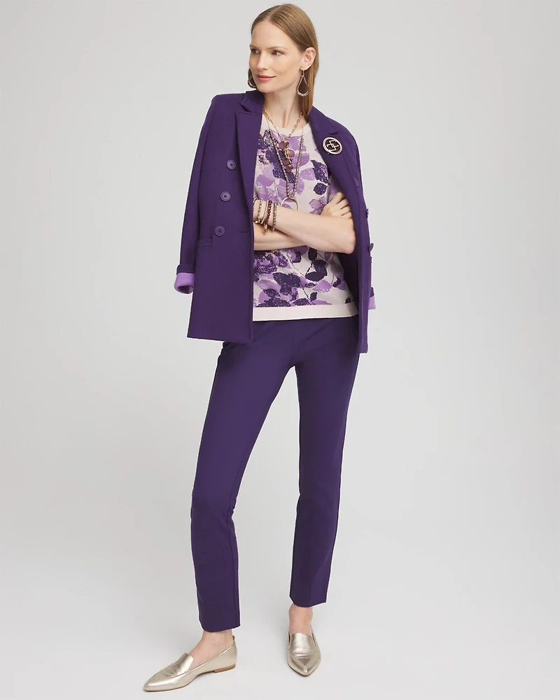 Elbow Sleeve Floral Crew Neck Sweater