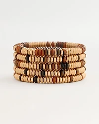 Stretch Set of Five Neutral Beaded Bracelets