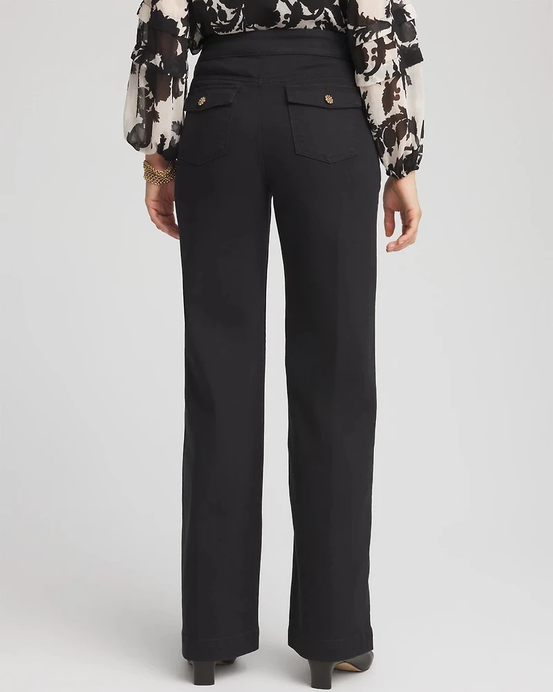 Embellished Wide Leg Pull On Jeans