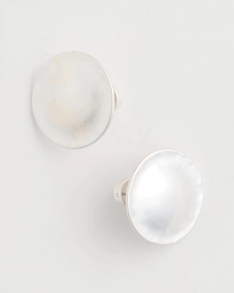 Circle Silvertone Earrings