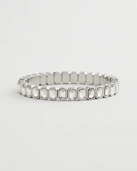 Silvertone Bezel Set Stretch Tennis Bracelet