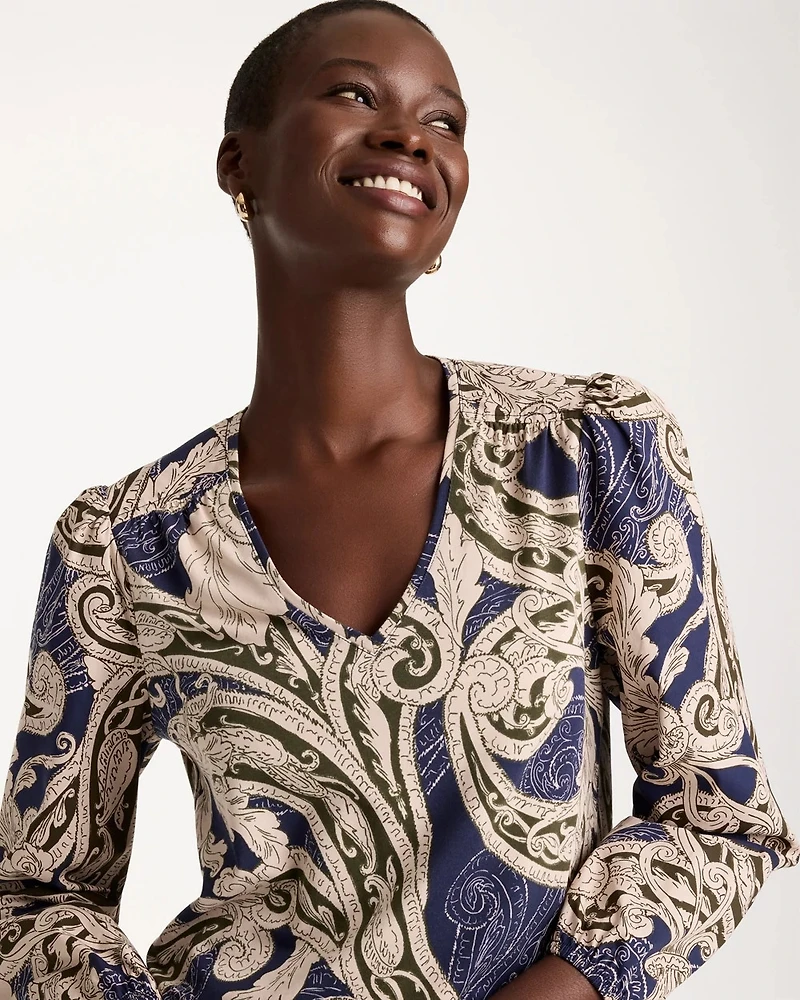 Jersey Knit Poplin-Sleeved Top