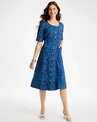Cotton Jacquard Midi Dress