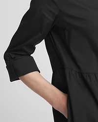 Poplin Roll Tab Sleeve Dress