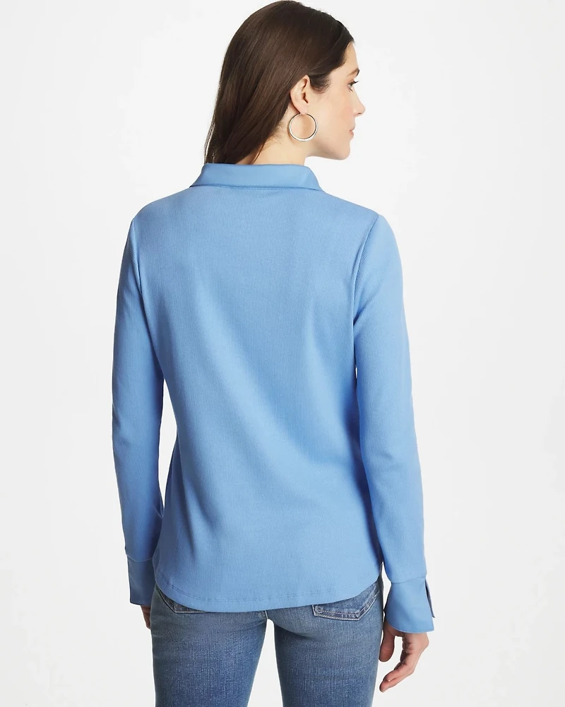 Knit Woven Mix Rib Henley