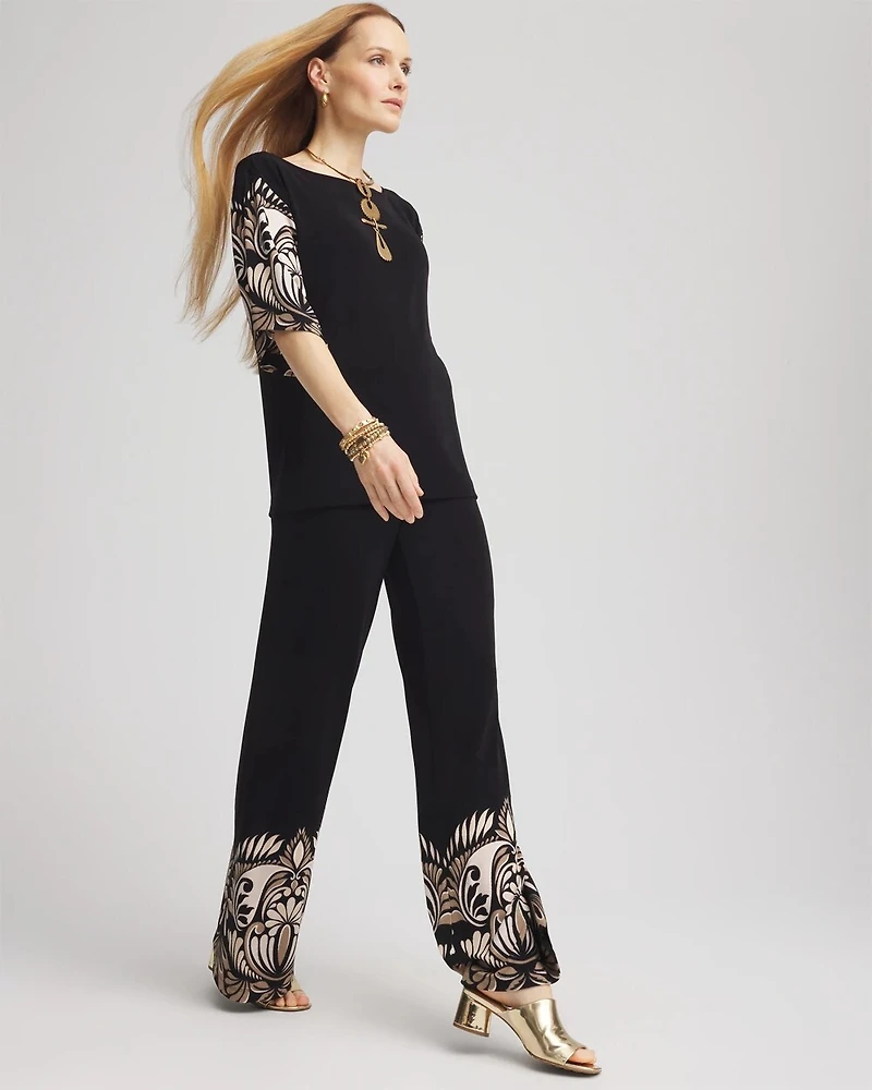 Travelers™ Wide-Leg Border Print Pants