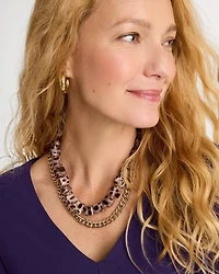 Cubed Tortoise Goldtone Double-Strand Necklace