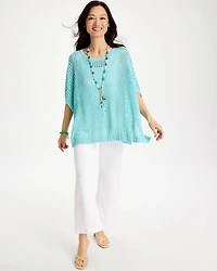 Lurex Open-Stitch Sweater Poncho