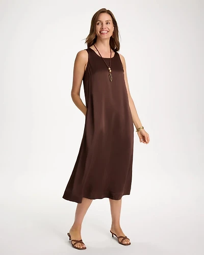 Faux Satin Sleeveless Dress