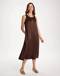 Faux Satin Sleeveless Dress