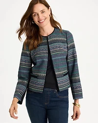 Ponte Jacquard Fringe Jacket