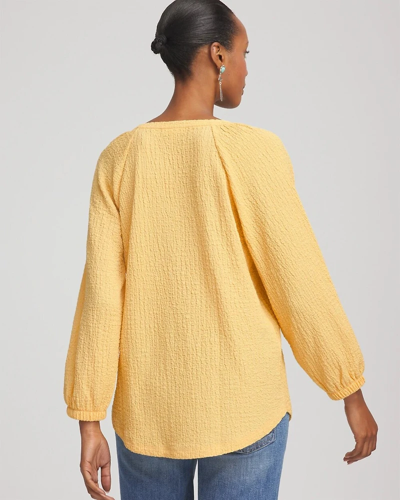 Textured Raglan V-Neck Top